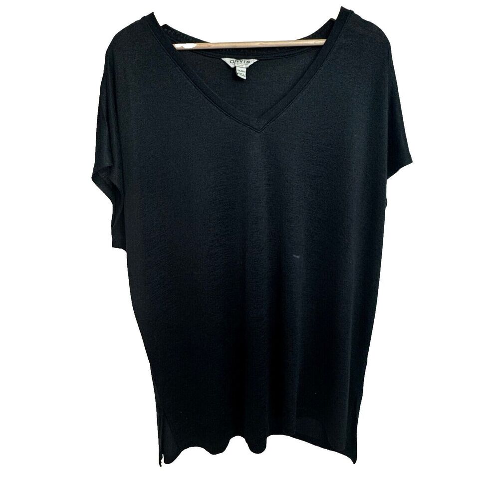 Orvis XXL V-Neck Black Short Sleeve Top
